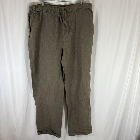 Britches of Georgetowne Linen Pants Women's Large Green Drawstring Pockets - Picture 1 of 12